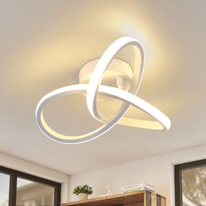 ZMH LED Deckenleuchte Warmweiß Deckenlampe 25.5CM 17W Modern Weiß Geometrie Design Lampe für Schlafzimmer Wohnzimmer Flur Eingang Küche Korridor
