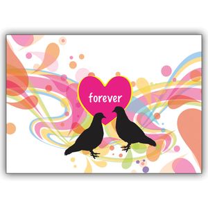 Coole Turteltauben Karte für Romantiker: forever - auch zum Valentinstag