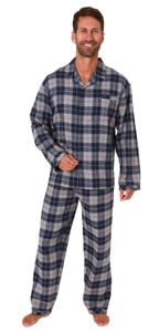 Herren Flanell Pyjama Schlafanzug langarm zum durchknöpfen - 291 101 15 537