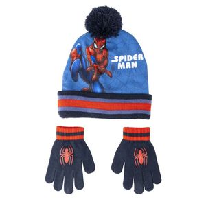 Spiderman čepice a rukavice 2 kusy modré