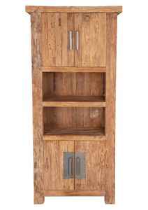 SIT Möbel Bücherschrank aus Teak-Holz | 4 Holztüren, 2 offene Fächer | natur | B 90 x T 40 x H 200 cm | 04408-01 | Serie CORAL