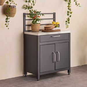 sweeek - Outdoor-Küchenmöbel aus Stahl 1 Schublade, 2 Türen und Stangen L 80 cm - Schwarz sweeek - Outdoor-Küchenmöbel aus Stahl 1 Schublade, 2 Türen und Stangen L 80 cm - Schwarz