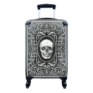 Kufr Příruční zavazadlo na kolečkách Malý cestovní kufr na 4 kolečkách Ilustrace hrací karty s lebkou - Velikost kabiny < 55x40x23 cm a 55x40x20 cm -