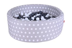 Bällebad soft - "Grey white dots" - 300 balls grey/creme