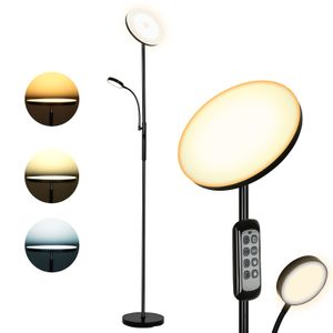 Jopassy 27+7W LED Stehleuchte Dimmbar, Moderne Stehlampe, Deckenfluter mit 2 Lampen, Ecklampe mit Fernbedienung, 175cm