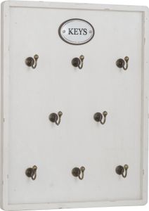 Moritz key board key box 27x36cm Kľúče 8 háčikov s rámom biely držiak na kľúče vintage key board key storage