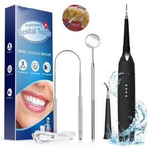 Zahnreinigung Set, Elektrisch Zahnsteinentferner Ultraschall Zahnreinigungsset für Pflege von Zahn zuhause Es gibt 3 einstellbare Modi und 2 austauschbare Reinigungsköpfe USB-Wiederaufladbar