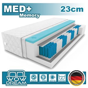 Matratze MED+ Memory Visco Taschenfederkern 23 cm H3 9 zonen Bett Matratzen Größe: 180 x 200 cm, Variante:: H3