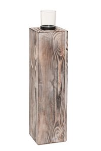 Windlicht Säule Kerzenhalter Recycling Holz Lumira", Shabby Chic Weiß - 16x16x76 cm"