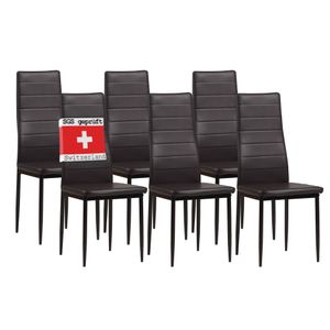 Albatros Stoličky do jedálne MILANO Set 6, hnedá - Čalúnená stolička s poťahom z imitácie kože, moderný štýlový dizajn pri jedálenskom stole - Kuchynská stolička alebo stolička do jedálne s vysokou nosnosťou do 110 kg