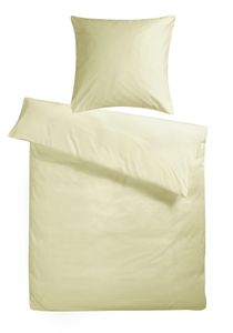 Einfarbige Mako Satin Bettwäsche 135x200 Creme Uni beige Bettwäsche 135 x 200 aus 100% Baumwolle