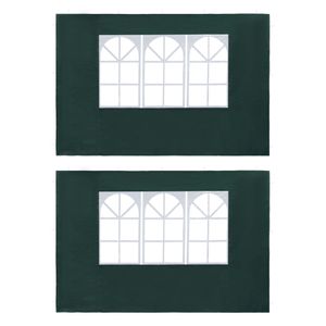 vidaXL Partyzelt-Seitenwände 2 Stück mit Fenster PE Grün