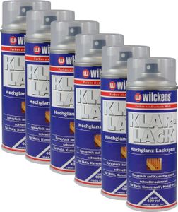 6x Wilckens Lackspray Klarlack Hochglanz 400ml Spraydose Sprühlack Spraylack