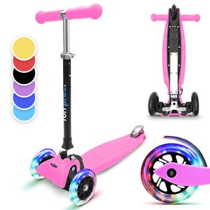 Fun Pro ONE Roller, Scooter für Kinder, Dreirad-Kinderroller, Tretroller für Jungen & Mädchen ab 3 Jahre, Kinderscooter mit LED-Räder, Mini Roller Klappbar, Roller für Kinder im Alter von 3-6 Jahren