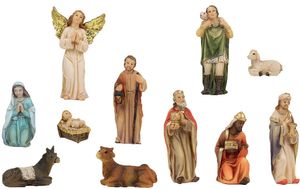 11x FADEDA Krippenfiguren   / Höhe:6 cm / handbemalt / detailgetreue Krippen Figuren - Weihnachten Tisch Dekoration Krippe Zubehör