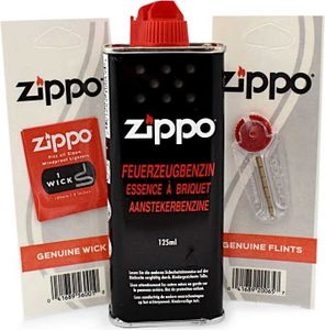Zippo Zestaw: Benzyna 125ml + Knot + Kamienie - Oryginalny Komplet