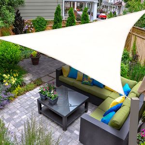 Dreieckiges wasserdichtes Sonnensegel 3 x 3 x 4,25 m Sonnenschutztuch UV-Schutz für Terrasse Garten Outdoor-Creme