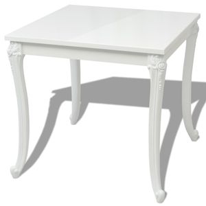 vidaXL Jedálenský stôl 80x80x76 cm vysoký lesk biely