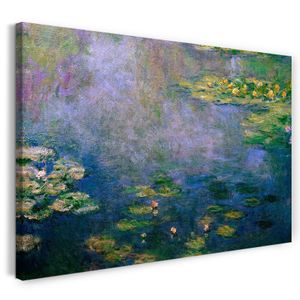 Leinwandbild (120x80cm): Claude Monet - Seerosen, echter Holz-Keilrahmen inkl. Aufhänger, handgefertigt in Deutschland