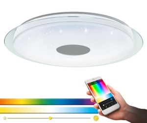 EGLO connect LED Deckenleuchte Lanciano-C, Wandlampe mit Kristall-Effekt, Fernbedienung, Farbtemperaturwechsel (warm–kalt), RGB, dimmbar, Ø 77 cm