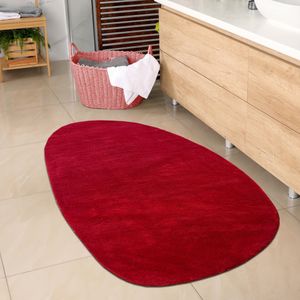 Ovaler Badezimmer Teppich – pflegleicht – in rot Größe - 80x120 cm Oval