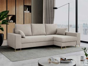 Ecksofa, Bettsofa, L-Form Couch mit Bettkasten - DORIAN-L - Milchig