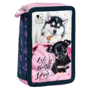 Federtasche Hunde Husky 3 Fach Federmäppchen gefüllt Federmappe Mäppchen