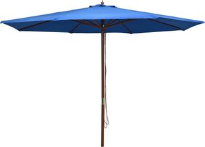 Prolenta Premium  Sonnenschirm mit Holzmast 350 cm Blau