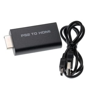 vhbw HDMI Adapter kompatibel mit Sony PlayStation 2 Spielekonsole auf HDMI Monitor / HDTV Konverter + 3,5mm Audiobuchse inkl. USB Kabel - schwarz