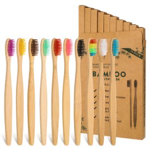 10 Stück Bambus Zahnbürsten, Natrliches Holzzahnbrste Weichen Borsten Umweltfreundliches Zahnbrste Bioabbaubare