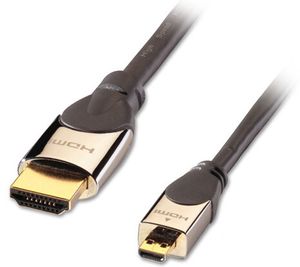 Lindy CROMO, HDMI - Micro HDMI, kabel HDMI 1m HDMI typ A (standard) HDMI typ D (mikrofon) Czarny, srebrny