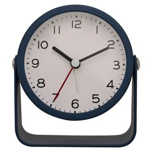 Wecker Analog mit Metallsockel,geräuschlos ohne Ticken Nachttisch-Wecker ,Tischuhr mit verstellbarem Winkel,aus Metall/Glas,modernes Design (blau)