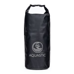 AQUASTIC Packsack wasserdicht mit 10 Liter Volumen aus 500D PVC Großes Fassungsvermögen mit Schultergurt Strapazierfähig Für Aktivitäten am Strand Kajakfahrten Segeln Schwarz HT-2225-1
