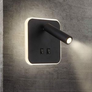 10W LED Wandleuchte Innen LED Wandstrahler mit Schalter für Schlafzimmer Nachttisch Wohnzimmer Arbeitszimmer, Schwarz, Lichtfarbe: Neutralweiß