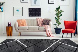 Teppich Kurzflor Vancouver 110 Anthrazit / Schwarz / Weiß 200cm x 290cm
