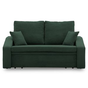 Sofa DORMA 148x86 - mit schlaffunktion - Farben zur Auswahl - komfortables Sofa - mit Bettkasten - Stoff POSO 014 Flaschengrün
