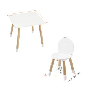 Detská súprava stola a stoličky, minimalistický moderný štýl, jednoduchá montáž, súprava 2 stoličiek
