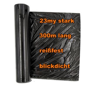 Verpacking Stretchfolie 23 my schwarz 500mm x 300m 1 Rolle reißfeste blickdichte Umzugsfolie
