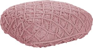 BELIANI Poduszka podłogowa różowa bawełniana 50 x 50 x 20 cm kwadratowa boho salon sypialnia wzór makrama