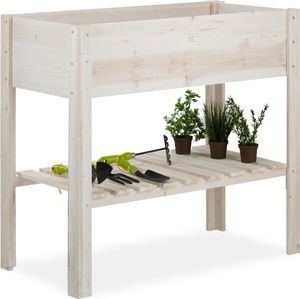 relaxdays Hochbeet Holz Weiß