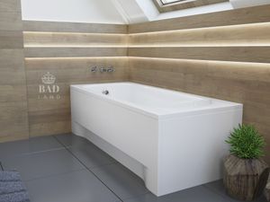 BADLAND Badewanne Rechteck Medium 170x75 mit Acrylschürze, Füßen und Ablaufgarnitur GRATIS