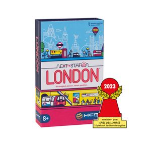 HCM Kinzel - Next Station London | nominiertes Spiel des Jahres 2023 | Flip & Write Spiel - Plane die optimale Metrolinien Londons mit Geschick und Strategie | deutsch | 55198