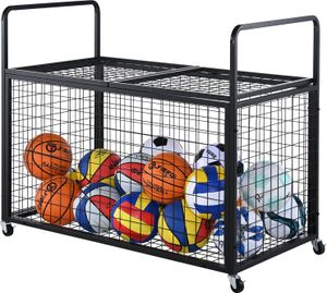 Ballwagen Rollwagen 1150 x 610 x 912 mm Sportbällen, Abschließbarer Basketballkäfig Ballkäfig, Sportausrüstung für den Innen- und Außenbereich, Rollbar Aufbewahrungswagen aus Stahl für Garagen