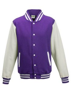 Just Hoods Herren Varsity Jacket Sweatjacke JH043 purple/white L