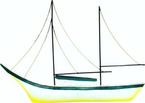 Wanddeko Schiff Segelboot Metall Segel Boot Maritim Deko Hänger Skulptur Figur