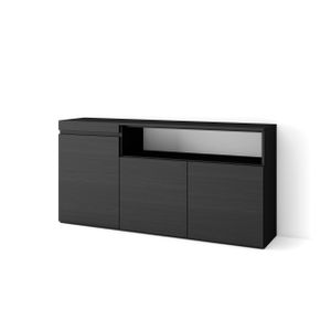 Skraut Home - Sideboard, Highboard, 150x75x35cm, 3 Türen, Wohnzimmer, Küche, Schwarz