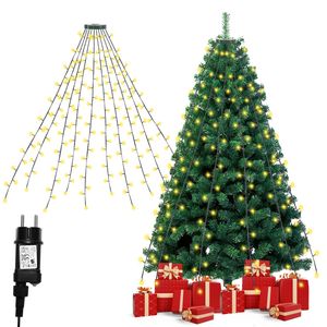 Yakimz LED Lichterkette Weihnachtsbaum 280 LEDs 2,8m Außen Weihnachtsbaumbeleuchtung mit Ring Christbaumbeleuchtung LED Baummantel Warmweiß
