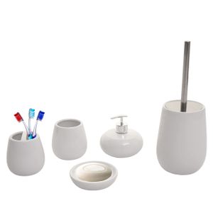 5-dielna kúpeľňová súprava HWC-C72, WC súprava Kúpeľňové doplnky, keramika ~ biela
