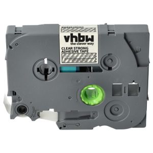 vhbw 1x Schriftband-Kassette kompatibel mit Brother PT 1080BTS, 1080SBT, 1080 Etiketten-Drucker 8m x 12mm Weiß auf Transparent, Extra Stark, Laminiert