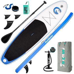 Funwater Stand Up Paddle Board 335x82x15cm Surfboard SUP Paddelboard Smiley aufblasbar blau